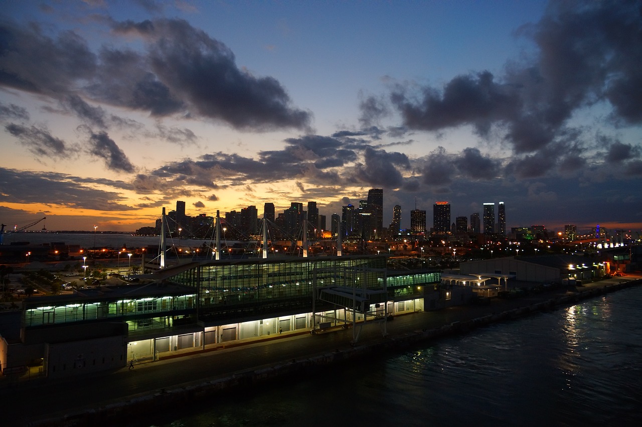 Photo of the Port of Miami at sunset